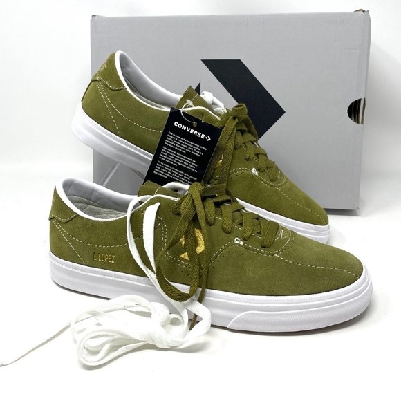 CONVERSE Men Louie Lopez Pro OX Suede Dark Moss Gold Green Skate Sneaker 168669C - Picture 9 of 11